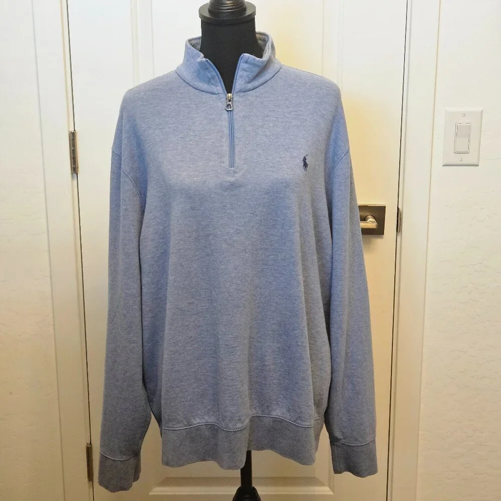 Polo Ralph Lauren Luxury Jersey, light blue quarter-zip pullover, size XL